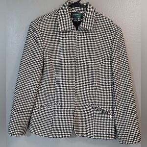 Ralph Lauren100% Pure‎ Wool Black and White Blazer Timeless Elegance